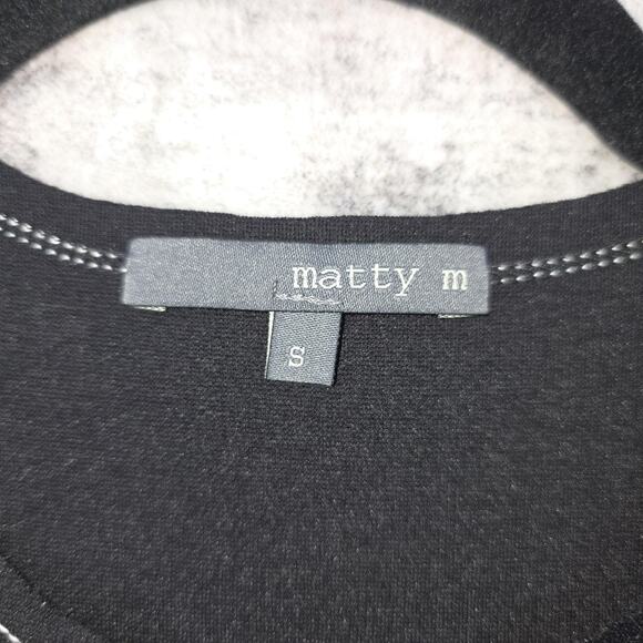 Matty M Duster Cardigan Womens Small Black Sleeveless Exposed Stitch Pockets USA - Picture 3 of 11